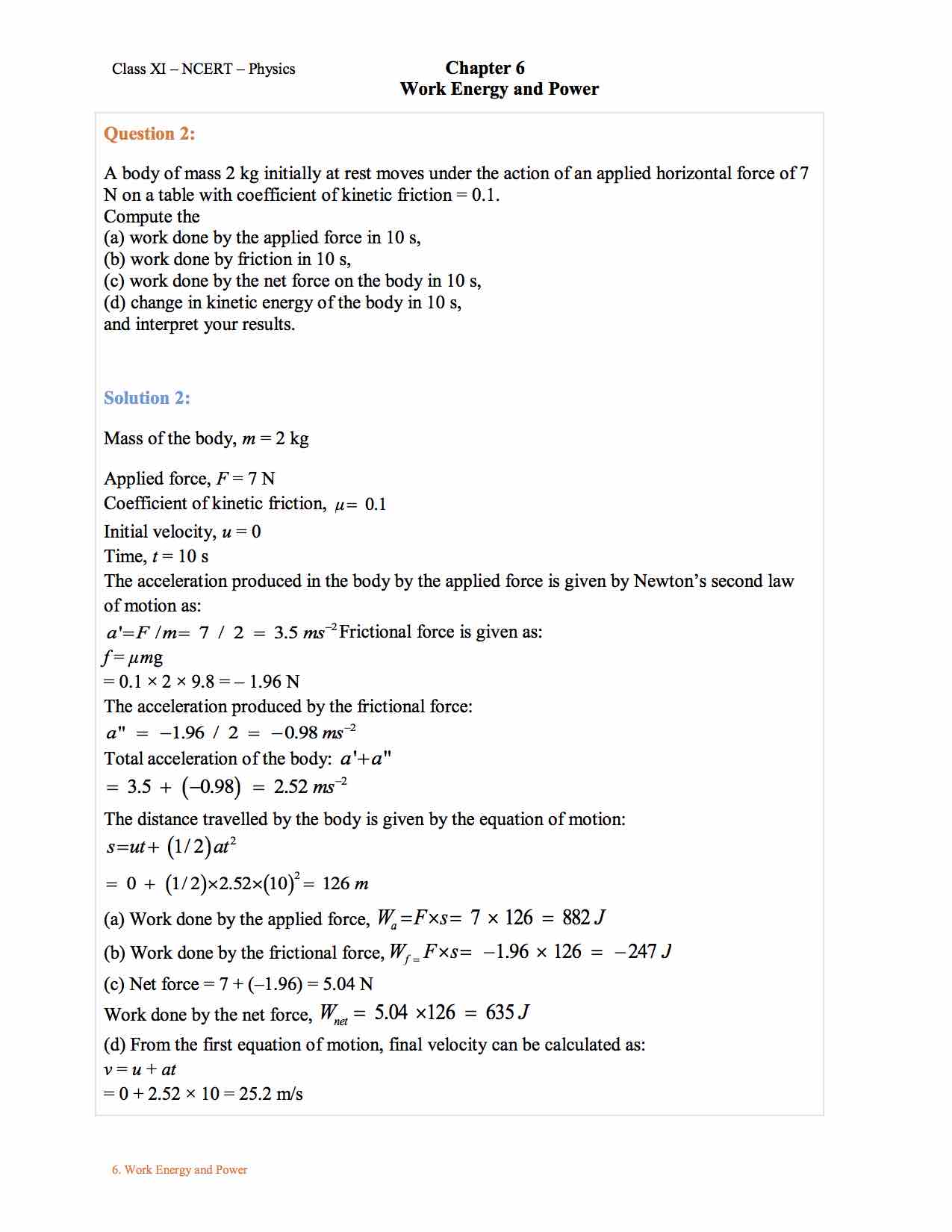 case study questions class 11 physics chapter 6