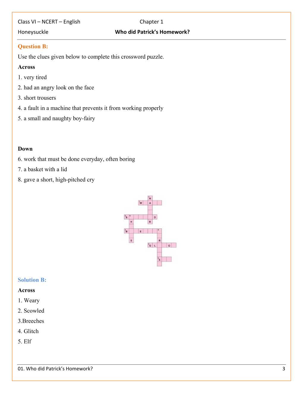 NCERT Solutions For Class 6 English Honeysuckle Chapter 1