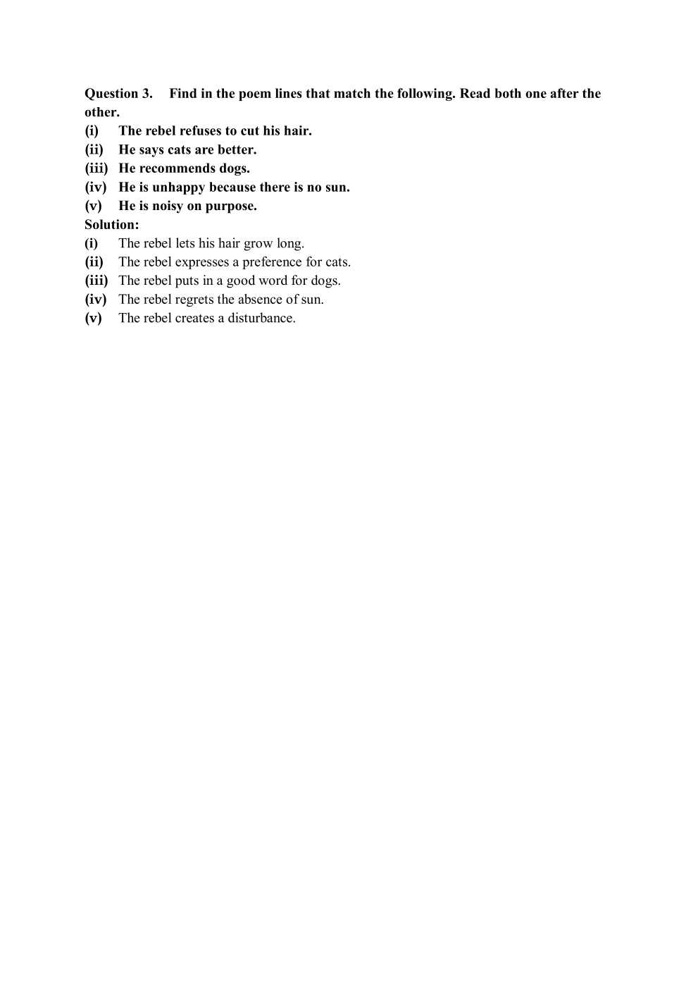 NCERT Solutions For Class 7 English Honeycomb Poem Chapter 2 The Rebel