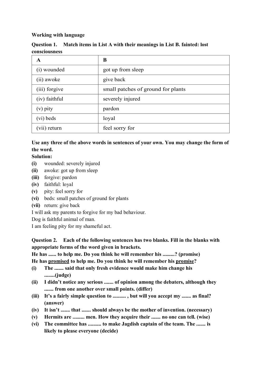 NCERT Solutions For Class 7 English Honeycomb Chapter 1 The Three Questions
