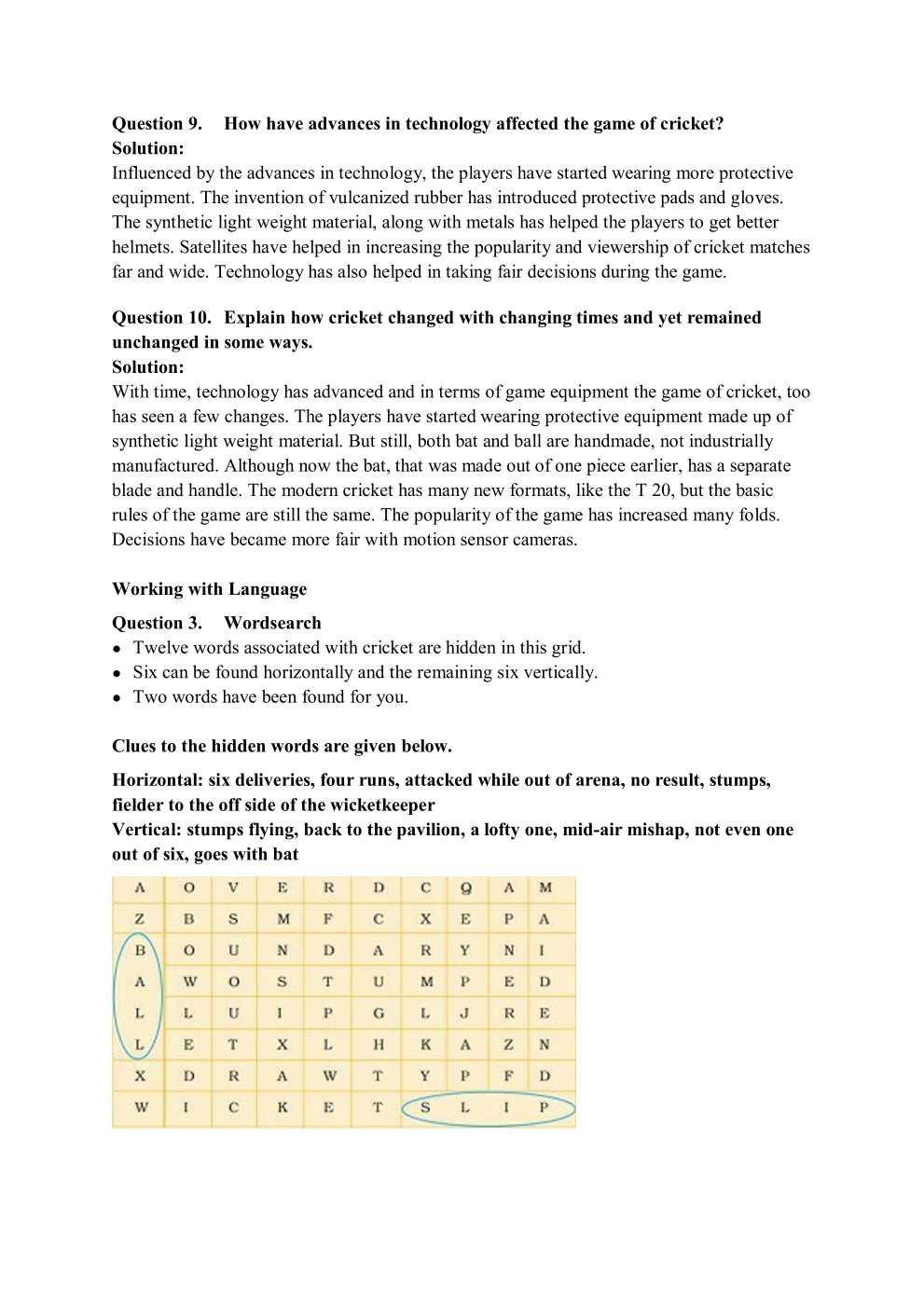 NCERT Solutions For Class 7 English Honeycomb Chapter 10 The Story of Cricket