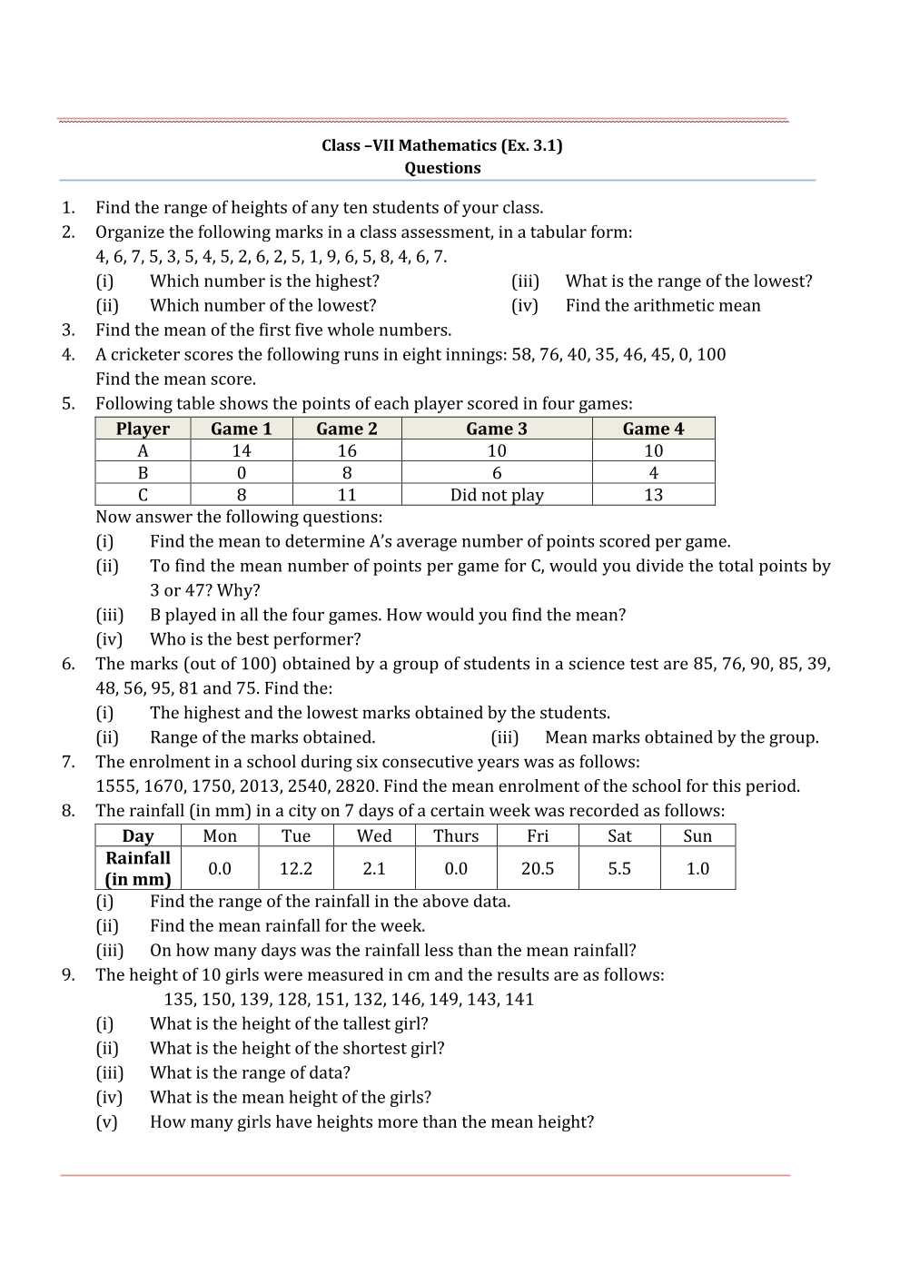 NCERT Solutions For Class 7 Maths Chapter 3 Data Handling