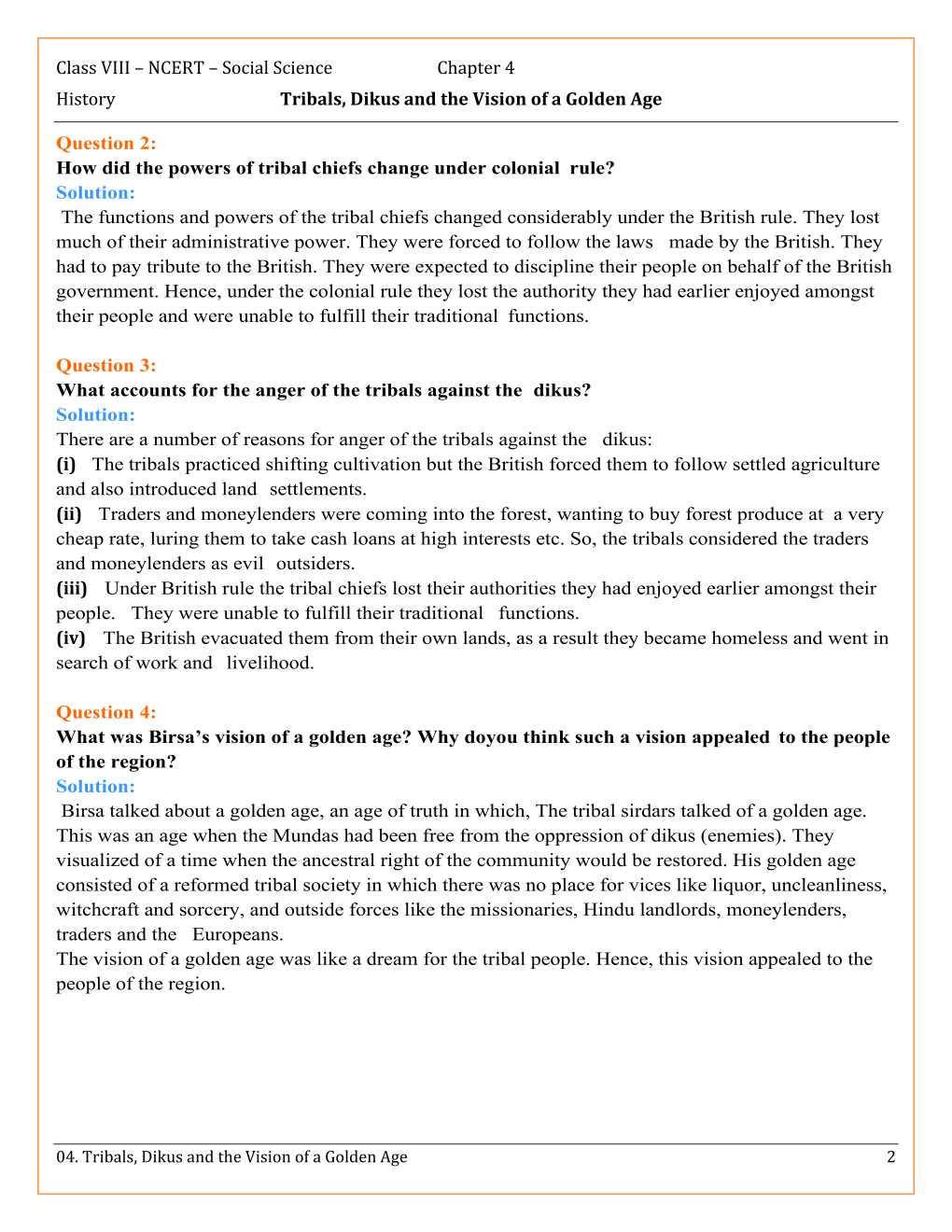 NCERT Solutions For Class 8 Social Science Our Pasts 3 Chapter 4
