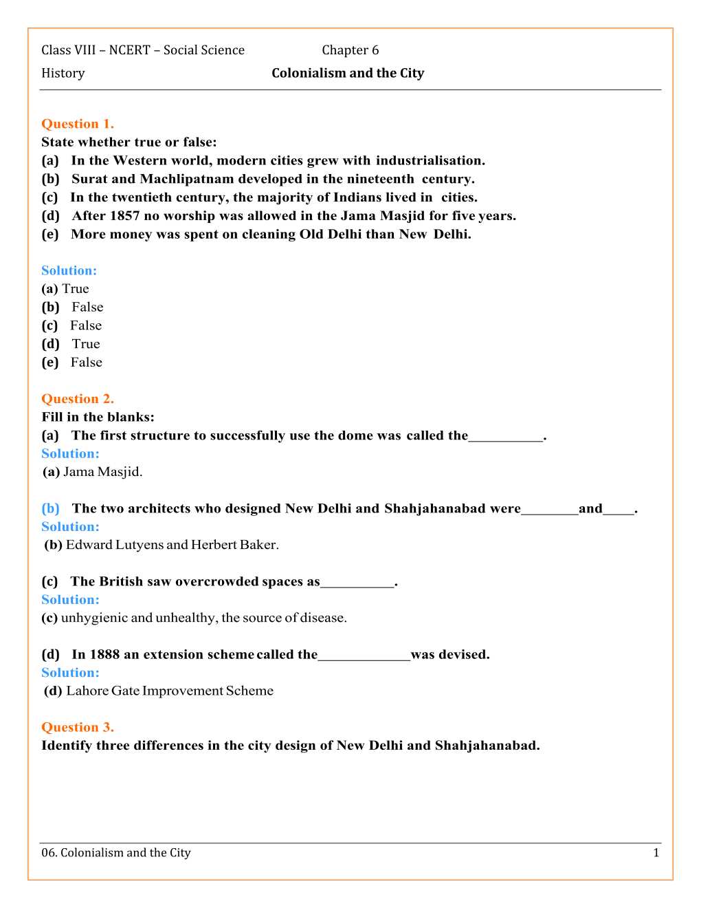 NCERT Solutions For Class 8 Social Science Our Pasts 3 Chapter 6